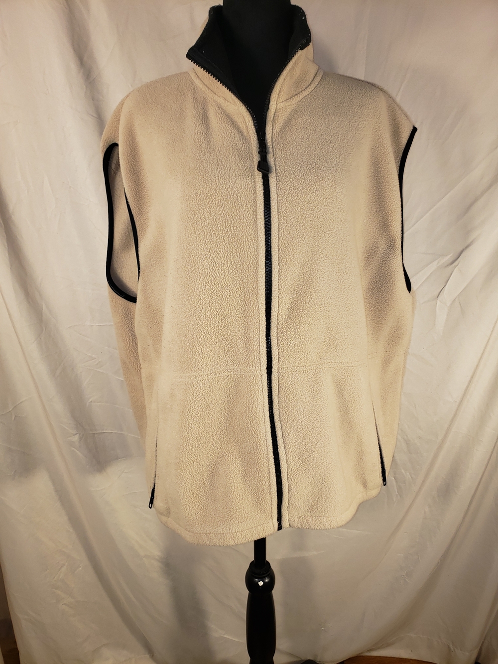 Men's Timberline Colorado Tan Fleece Zip Vest with Black Trim - XL
